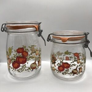 2 ARC Spice of Life Glass Canister Jars Container Kitchen Food Storage Mushroom